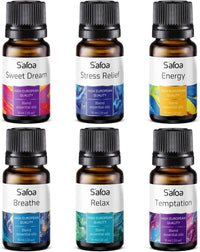 Top 6 Essential Oils Blends Set for Diffusers - Aromatherapy Oils Scents for Home & Office, Perfect for Tension Relief, Relaxation, Breath and Good Dreams Mood Boost Wellness Essential Oil Kit for SPA