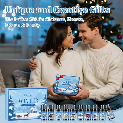 Winter Essential Oils Set, Premium Holiday Fragrance Oil for Diffusers, Scents for Candle & Soap Making,Hot Cocoa, Frosted Fir, Cashmere & Snowflakes and Sleigh Ride More 10x5ml,Aromatherapy Oils