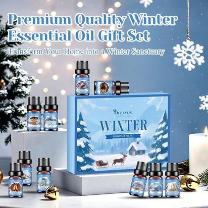 Winter Essential Oils Set, Premium Holiday Fragrance Oil for Diffusers, Scents for Candle & Soap Making,Hot Cocoa, Frosted Fir, Cashmere & Snowflakes and Sleigh Ride More 10x5ml,Aromatherapy Oils